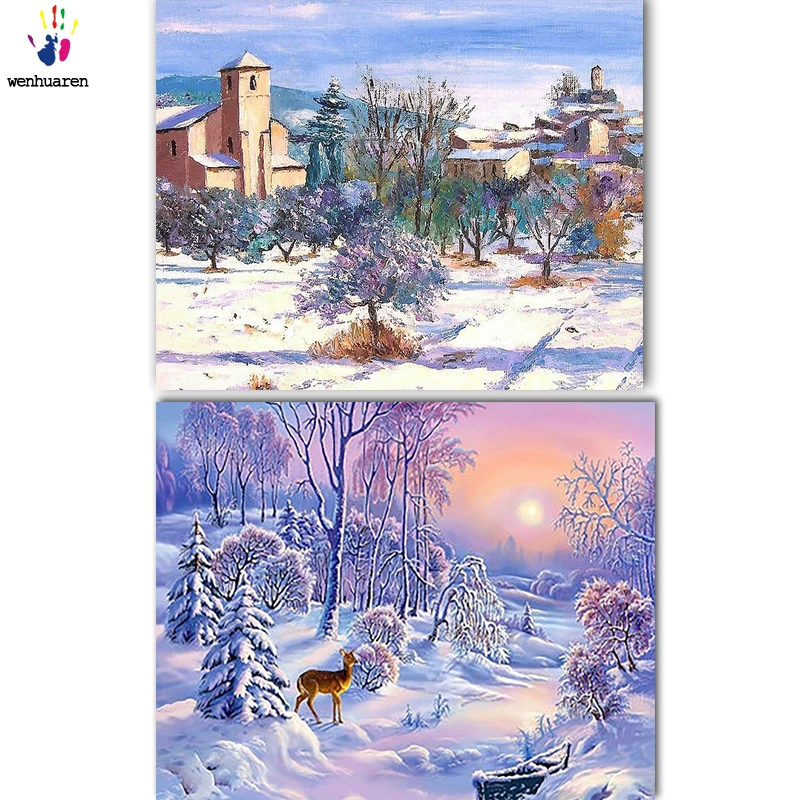 

DIY colorings pictures by numbers with colors The beauty of the snow picture drawing painting by numbers framed Home