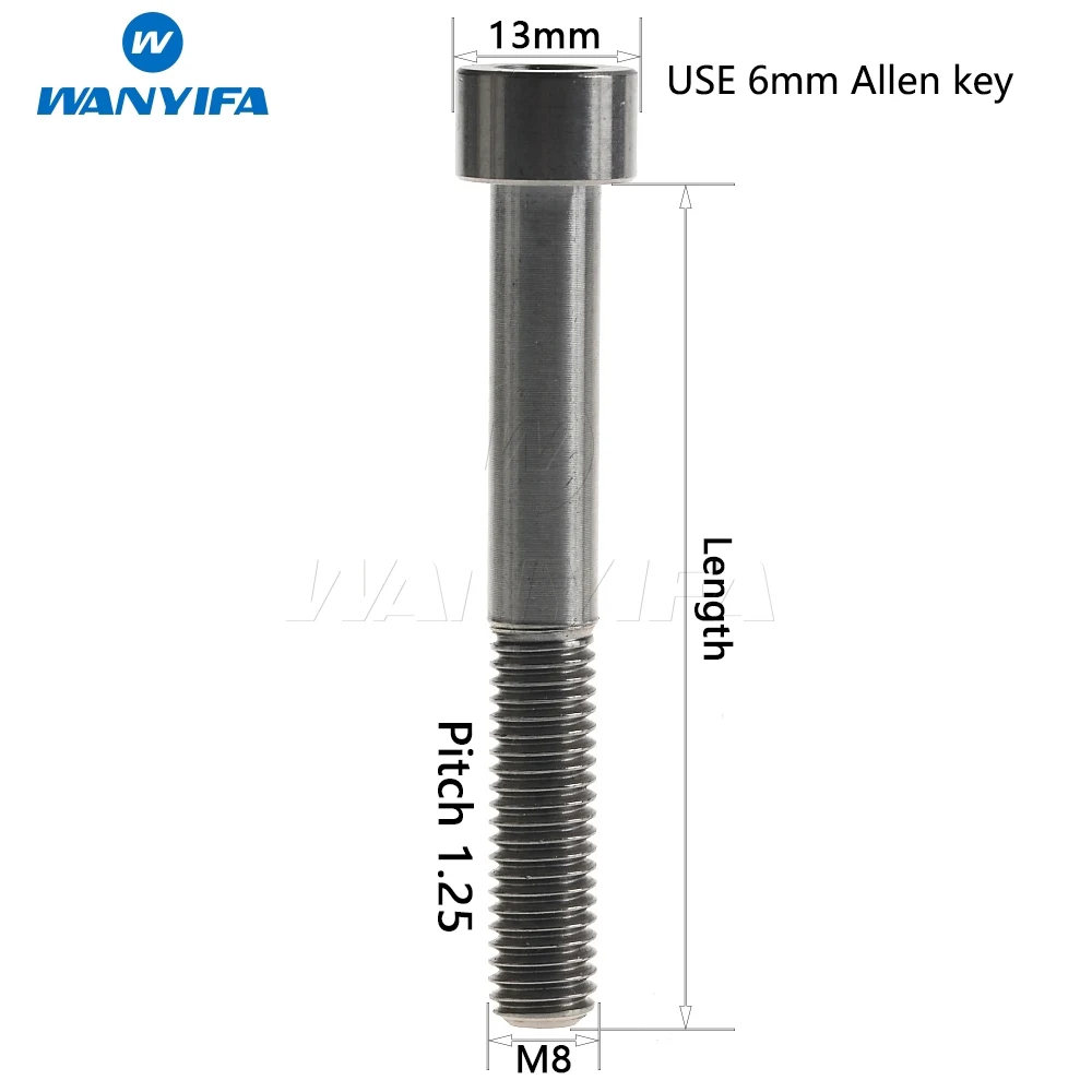 Титановый "Wanyifa" болты M8x 15 20 25 30 35, 40 45 50 60 70 мм шестигранный ключ с внутренним шестигранником винт для уход за кожей лица маска Велосипедный спорт мотоцикл автомобиль Ti Винт