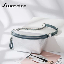 Высокое качество Серебряный контрастный цвет цепь грудь поясной ремень бум Фанни сумки через плечо для женщин женские сумки маленькие