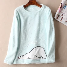 Осенне-зимняя женская модная флисовая Ночная рубашка в стиле пэчворк с рисунком из мультфильма, Модный Цветной теплый пуловер для сна