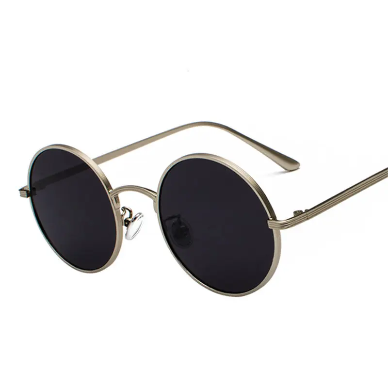 UVLAIK винтажные круглые солнцезащитные очки, женские ретро очки в стиле стимпанк, черные, красные, желтые, розовые линзы, металлическая оправа, очки с покрытием - Цвет линз: C11