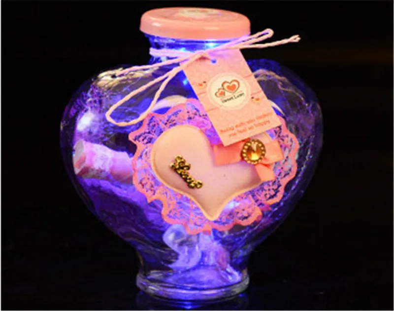 Сладкий подарок для влюбленных, Персиковое сердце, стеклянные бутылки для сообщений, для домашнего стола, Декор, вспышка, пасторальная Стеклянная банка для желаний, высококачественные бутылки - Цвет: color2