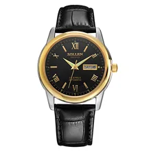 SOLLEN Luxury Brand Watch Classic Men Waterproof Automatic Mechanical Men Watch Business Leather Wristwatch Hombre Horloge