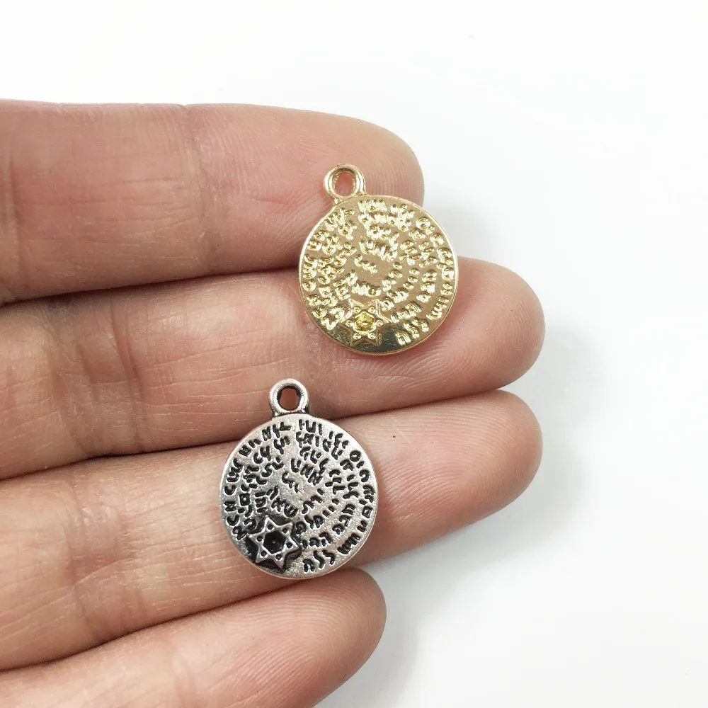 

Eruifa 20pcs Hot 15mm Nice Coin with Star Zinc alloy DIY Charms Pendant Jewelry handmade DIY 2 Colors