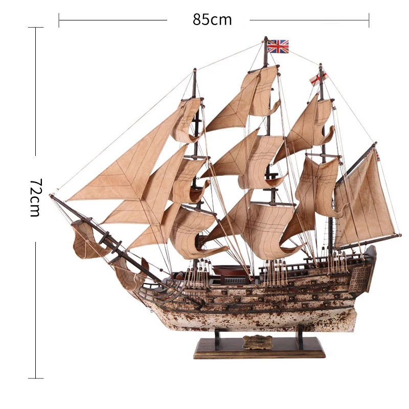 Винтажная модель парусной лодки, собранные украшения 60 см из цельного дерева, корабль, деревянная лодка, ручная модель, аксессуары для европейского ремесла