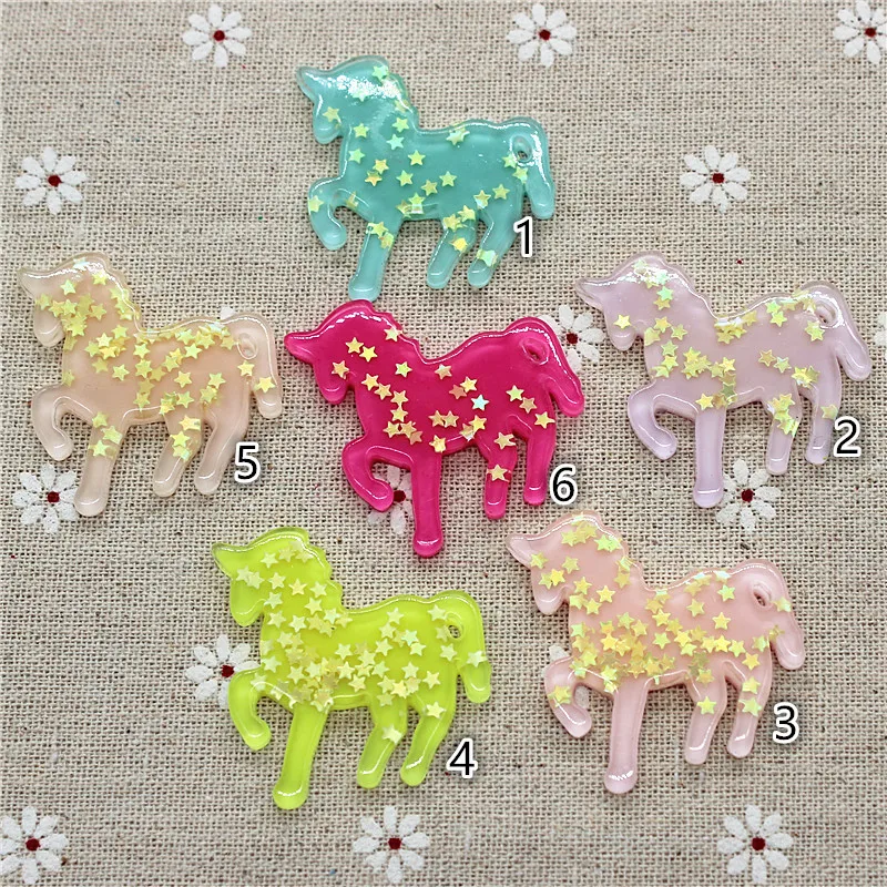 

10pcs Resin multicolor kawaii unicorn with star Cabochon Art Supply Decoration Charm hair bow center scrapbook
