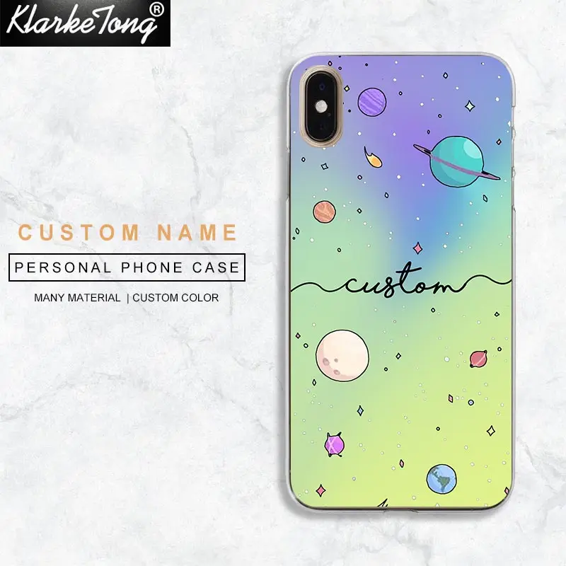 

KlarkeTong Personalized Text Custom Universe Planet Phone Case For iPhone 6 6s Plus Xs Max Xr 8 7 Plus 5 5s Se Stars Moon Covers