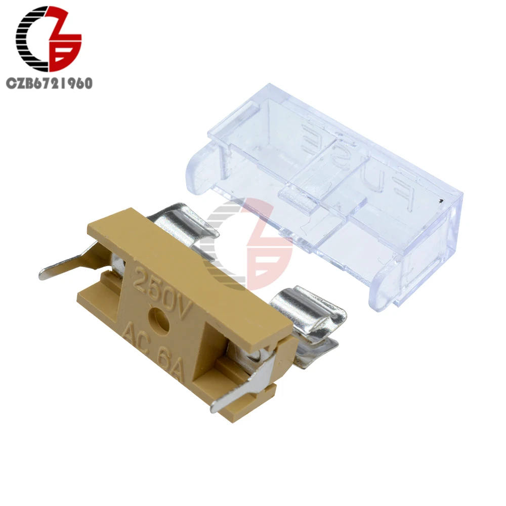 50pcs Panel Mount PCB Fuse Holder Case w Cover 5x20mm NEW