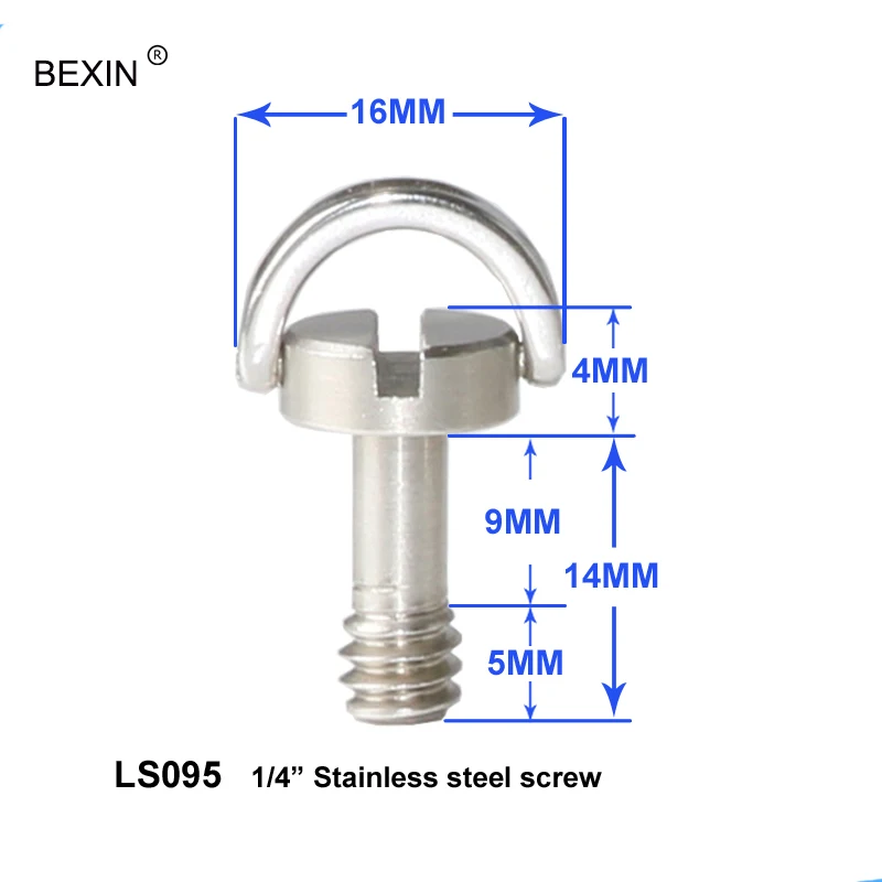 Free shipping Long 1/4" D Ring Screw Stainless Steel For Camera Tripod