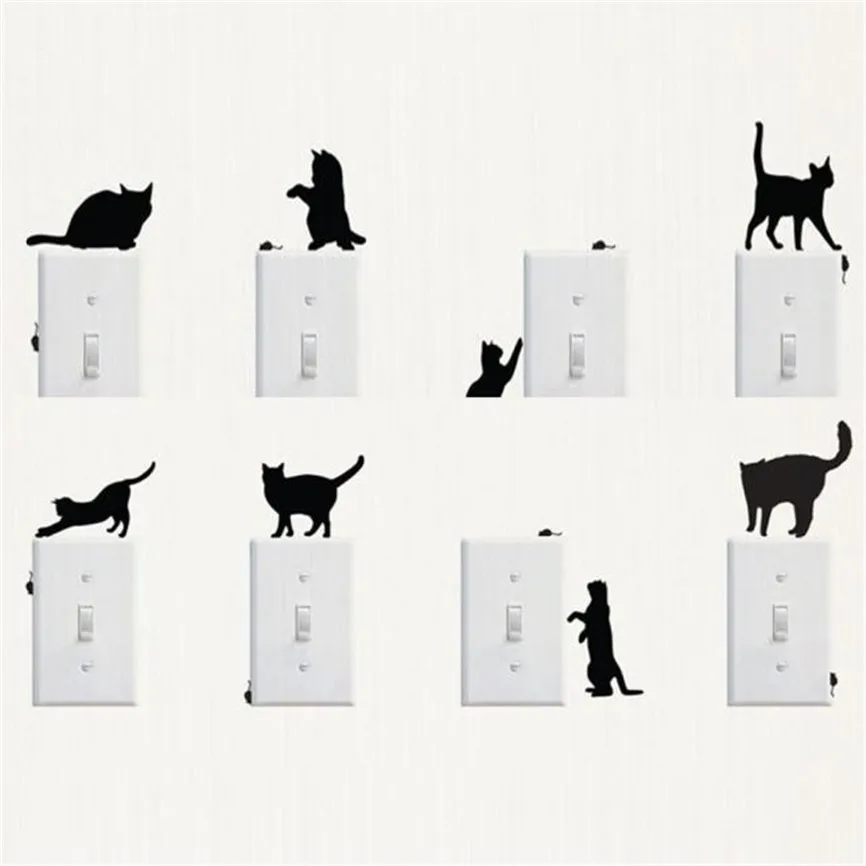 

2018 High quality Cute Room Window Wall DIY Cat Decorating Switch Vinyl Decal Sticker Decor Cartoon Dropshipping B35