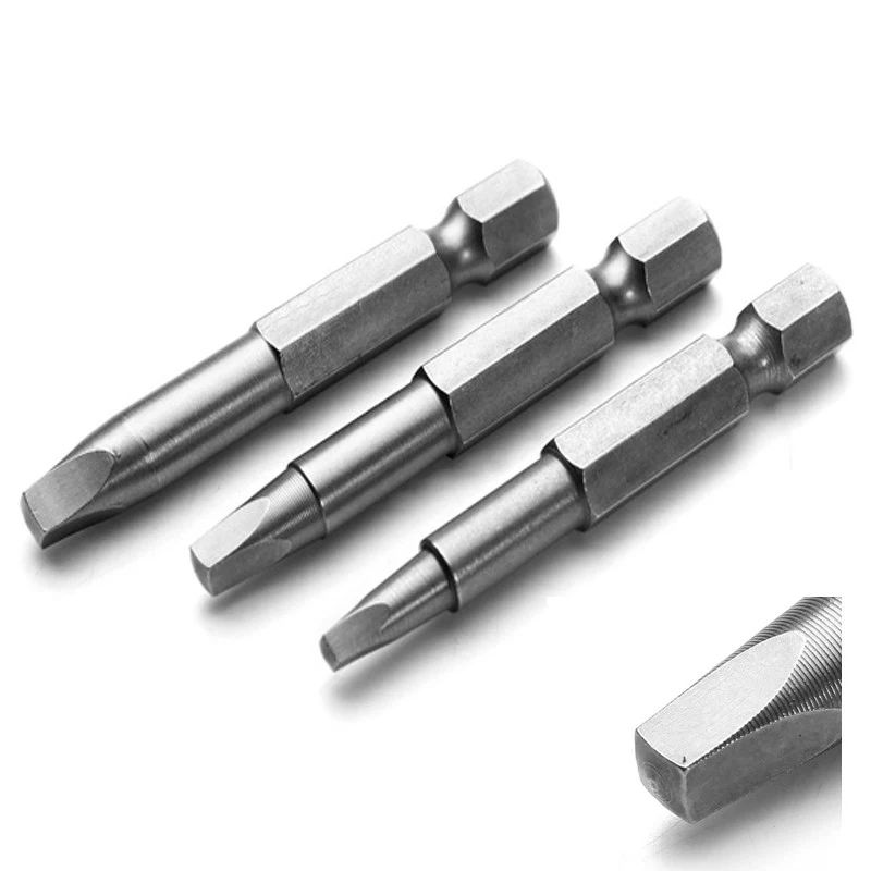3Pcs 1/4 Inch Square Head Screwdriver Bits Electric
