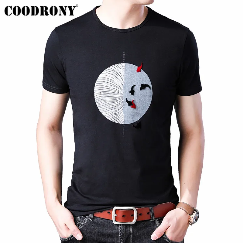COODRONY, Мужская футболка с коротким рукавом, лето, Новое поступление, уличная одежда, модная футболка с круглым вырезом, Мужская хлопковая футболка, Homme S95141