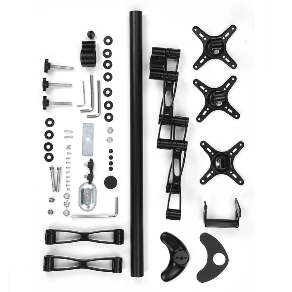 

Triple Monitors Desk Mount Stand Mount 360 Rotation Fits 3 Screens 10" to 27" Aluminium Alloy