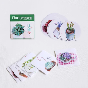 

40 pcs/pack Cute Mini Plants Succulents Stationery Sticker Paper Creative Decorative DIY Album Diary Scrapbook Label Stickers