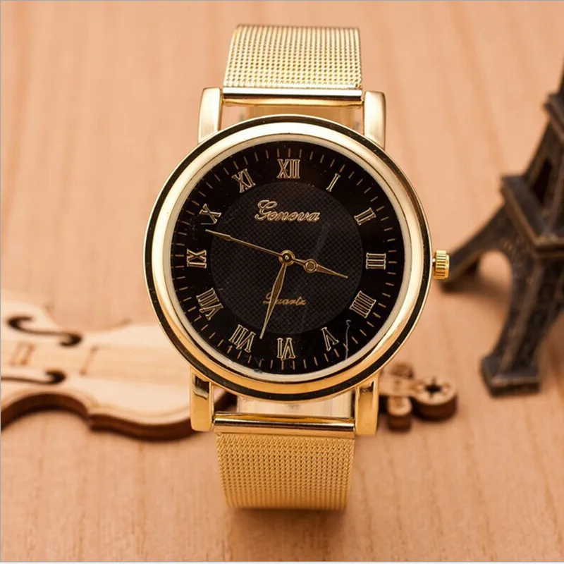 New-GENEVA-Watch-for-Men-Women-Mesh-Alloy-Quart-Golden-Silver-Clock-Timepiece-Wrist-Watches-relogio