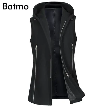 

BATMO 2018 new arrival autumn&winter high quality wool hooded jackets men,men's wool vest jackets,winter coat 1887