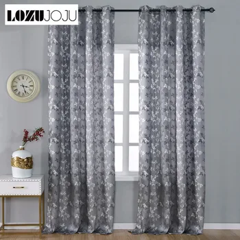 

LOZUJOJU Leaves jacquard curtain floral drops for living room bedroom windows thread curtain fabric drapery green yellow color