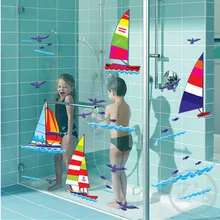 sport Sailboat Ship at sea wall sticker for shower tile stickers in the bathroom for children