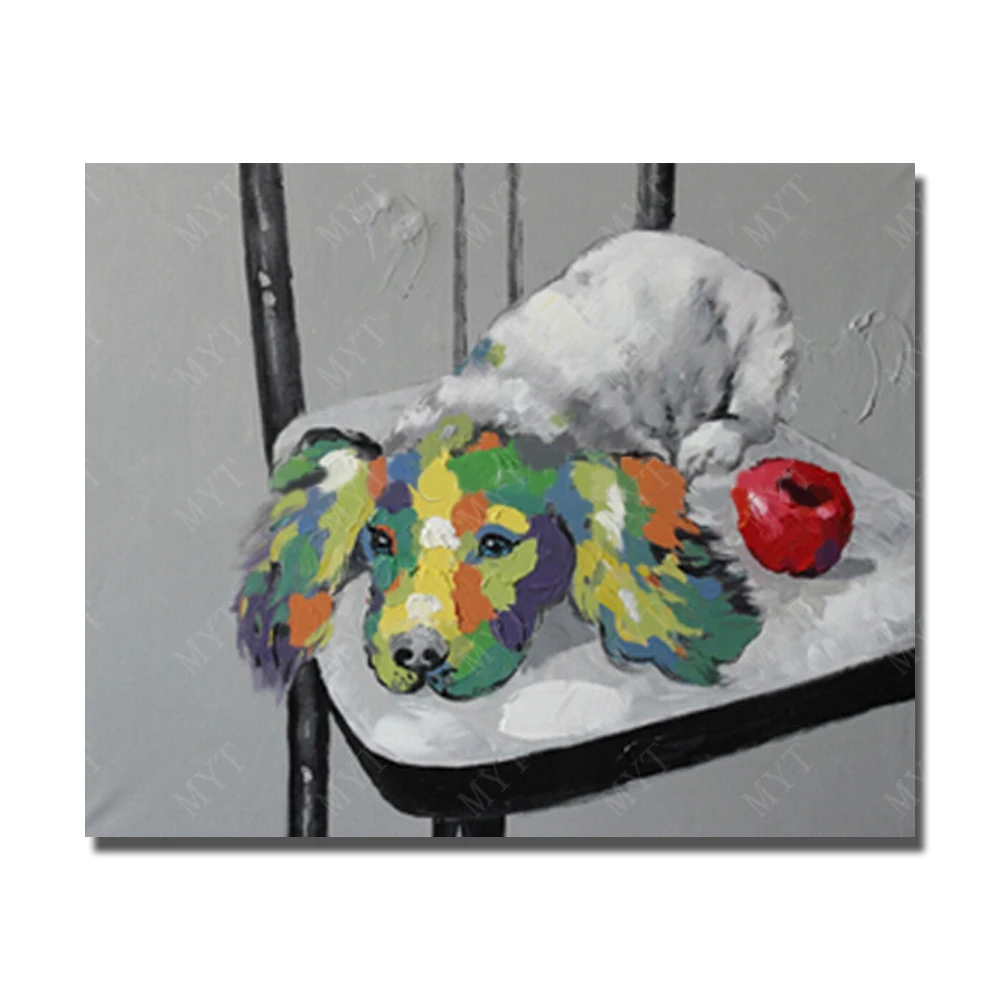 Pet Dog on The Chair Modern Wall Painting for Bedroom Kids Room Decor Cheap Animal Oil Painting No framed or With framed Pet Dog on The Chair Modern Wall Painting for Bedroom Kids Room Decor Cheap Animal Oil Painting No framed or With framed