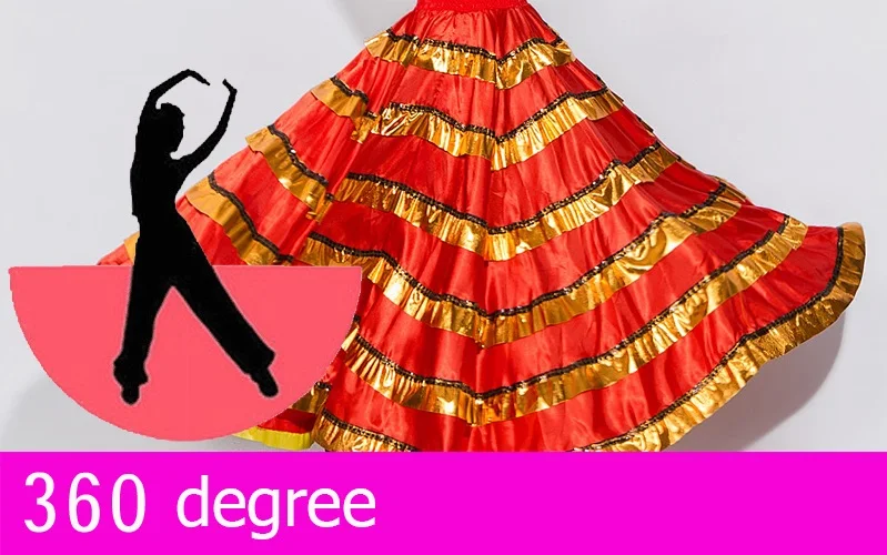 Для женщин Бальные, Фламенко юбка для танцев красный испанский костюм коррида фестиваль R цыганские юбки женские шоу на сцене одежда DN3051 - Цвет: 360 degree