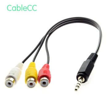 

3.5mm 1/8" Male Stereo Car AUX to 3 RCA AV Female Cord Audio Video Composite Cable 20cm