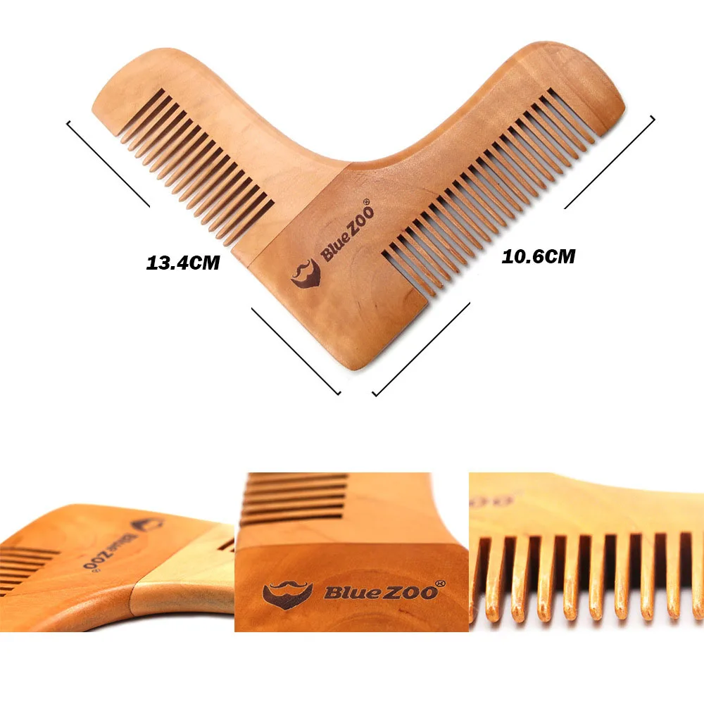 Double Gentlemen Beard Comb Wooden Shaping Template Beard Shaping Comb for Men Men Shaving Comb Tools