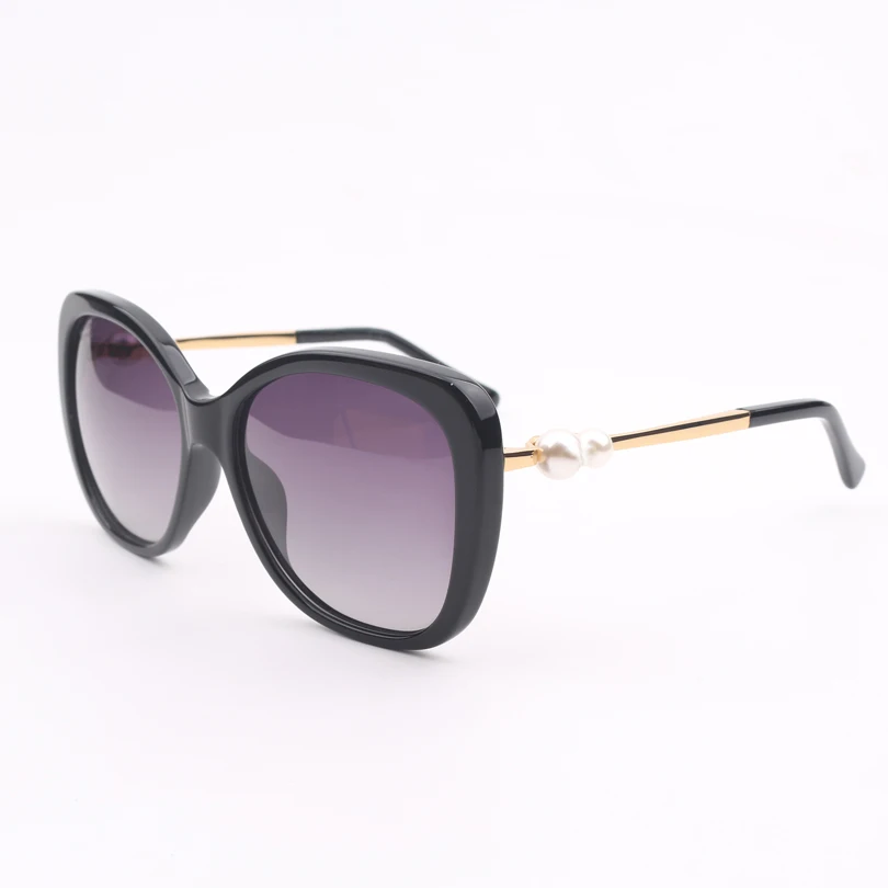 

High quality hot selling fashion polarized women sunlgasses with pearl on the leg