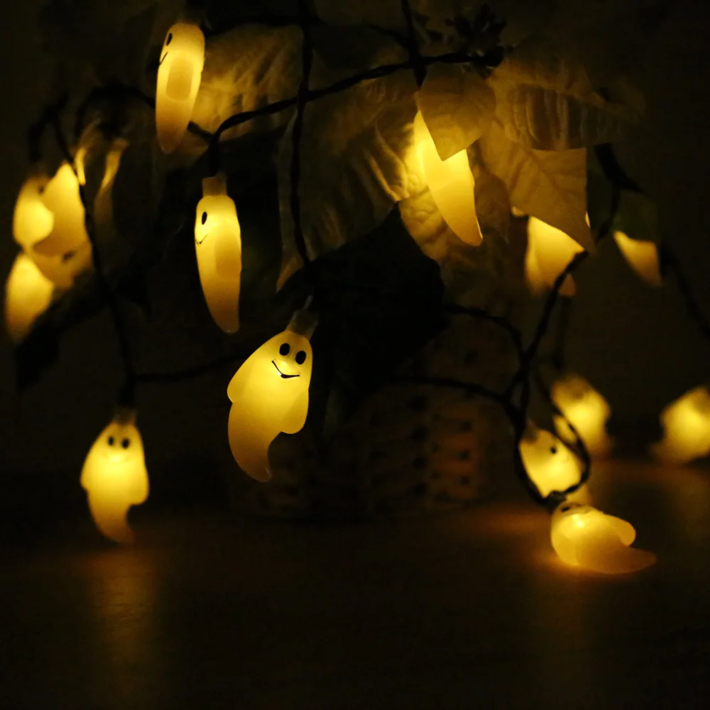 30 LEDs Solar Powered LED String Lights Cute Ghost String Light Lamp