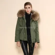 2016mrs мех натуральный енот воротник парка, длинные рукава кролик лайнер большой воротник пальто, куртка Китай Большие размеры женские