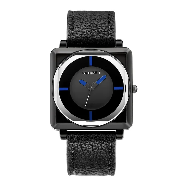 Креативные женские наручные часы с кожаным квадратным ремешком, женские часы, женские часы от ведущего бренда, Роскошные Водонепроницаемые часы Relogio Feminino - Цвет: black blue