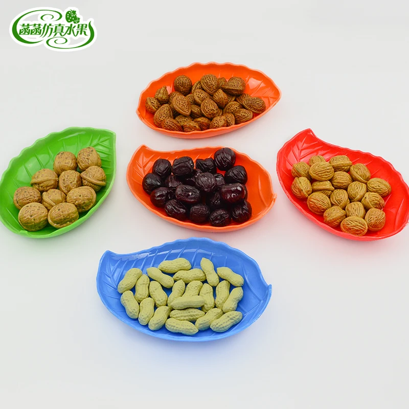 

Restaurant desktop Decoration Crafts Simulation plastic Peanut Walnut Dried Fruit Jujube Food Model Decorative Props 20pc/lot