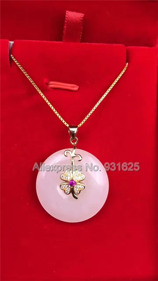 925 silver Natural White HeTian Yu Round Flower Graceful Design Style Lucky Pendant Necklace + certificate Fashion Jewelry | Украшения и