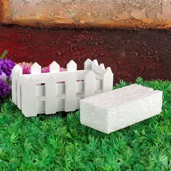 

HOT Decorative Vase 16cm Wooden Fence With Foam For Artificial Flower Vase Home Furniture Decorations