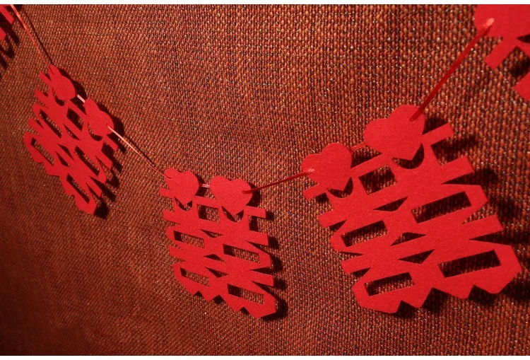 3 м гирлянда из нетканого материала красное Любящее Сердце полое двойное счастье китайские персонажи День Святого Валентина свадебные украшения комнаты