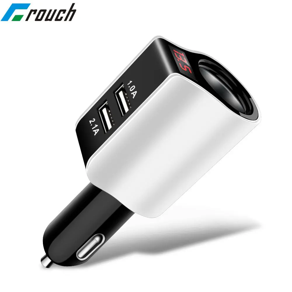 

Crouch Usb Car Charger Adapter For iPhone Samsung LED Screen Lighter Dual USB Car-Charger 2.1A Charging Mobile Phone Micro Cable