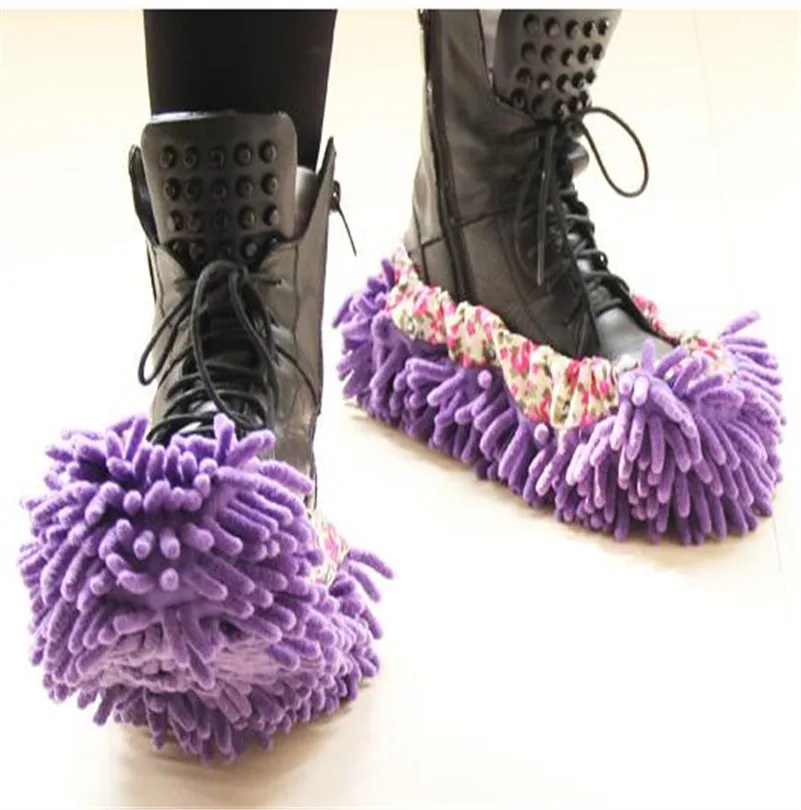 1pcs Bathroom Floor Shoes Covers Top Fashion Special Offer Polyester Solid Dust Cleaner Cleaning Mop Slipper Cleaner Shoe