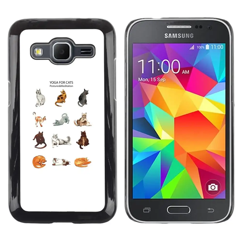 Cat Yoga Russian Blue Brown Yellow Grey-Snap On Hard PC Back Shell Case For Samsung Galaxy Core Prime SM-G360(G360-3005669) |