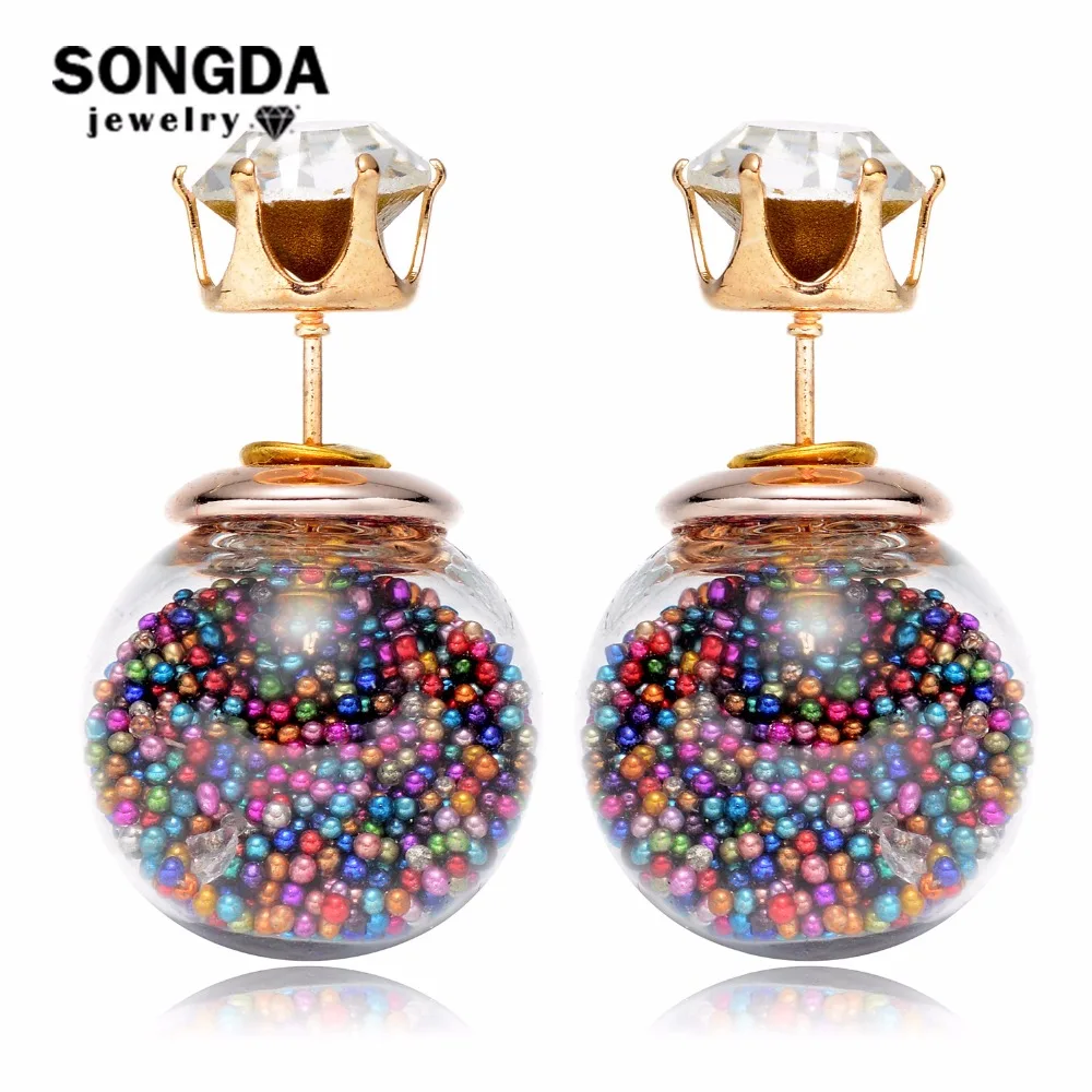 

SONGDA Romantic Boho Candy-colored Quicksand Earrings Cute Glass Ball Bead Earrings Summer Style Women Oorbellen Fashion Jewelry