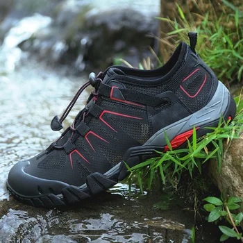 

Summer Mens Aqua Sport Shoe Breathable Outdoor Men Sandals Black Dark Gray Man Beach Water Shoes Anti-Slip Hiking Trekking Shoes