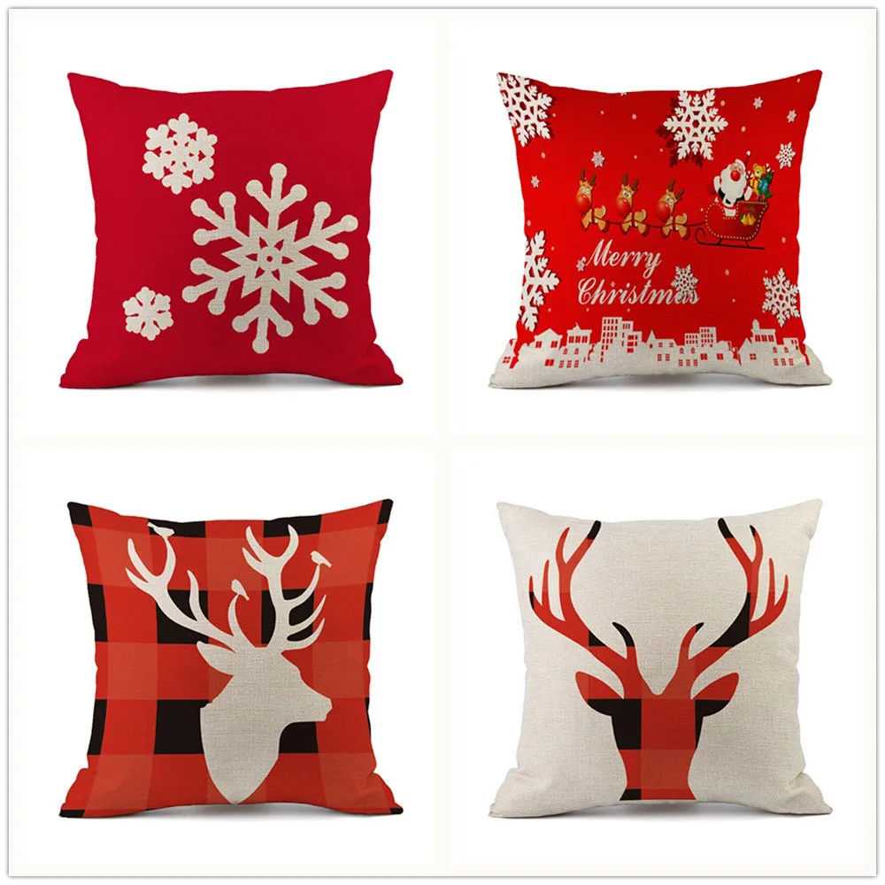 

ISHOWTIENDA Cotton Linen Square Home Decorative Throw Pillow Case Sofa Waist Cushion Cover plain dyed square Cushion cover