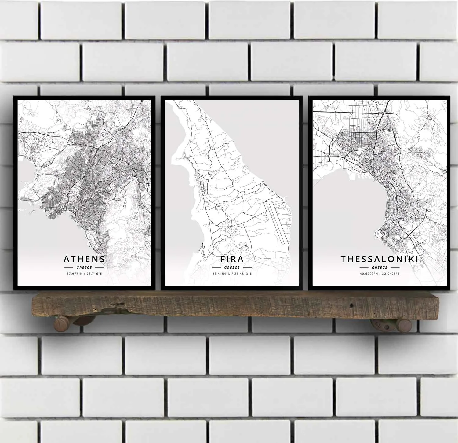 

Athens Fira Thessaloniki Greece Map Poster