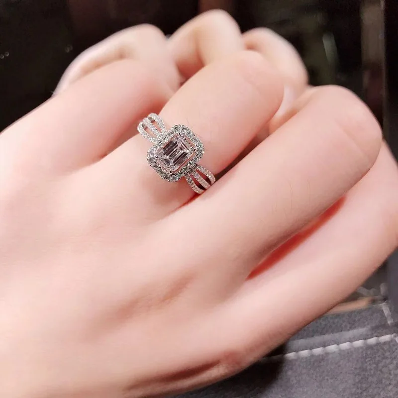 Роскошное 2ctw 1,2 карат муассанит кольцо твердое 18 к белое золото обручальное кольцо Изумрудное кольцо искусственный бриллиант обручальное кольцо для женщин