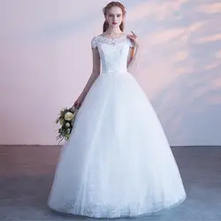 Корейские свадебные платья 2019 новое летнее кружевное платье с круглым вырезом и цветочным принтом с высокой талией, модное простое платье