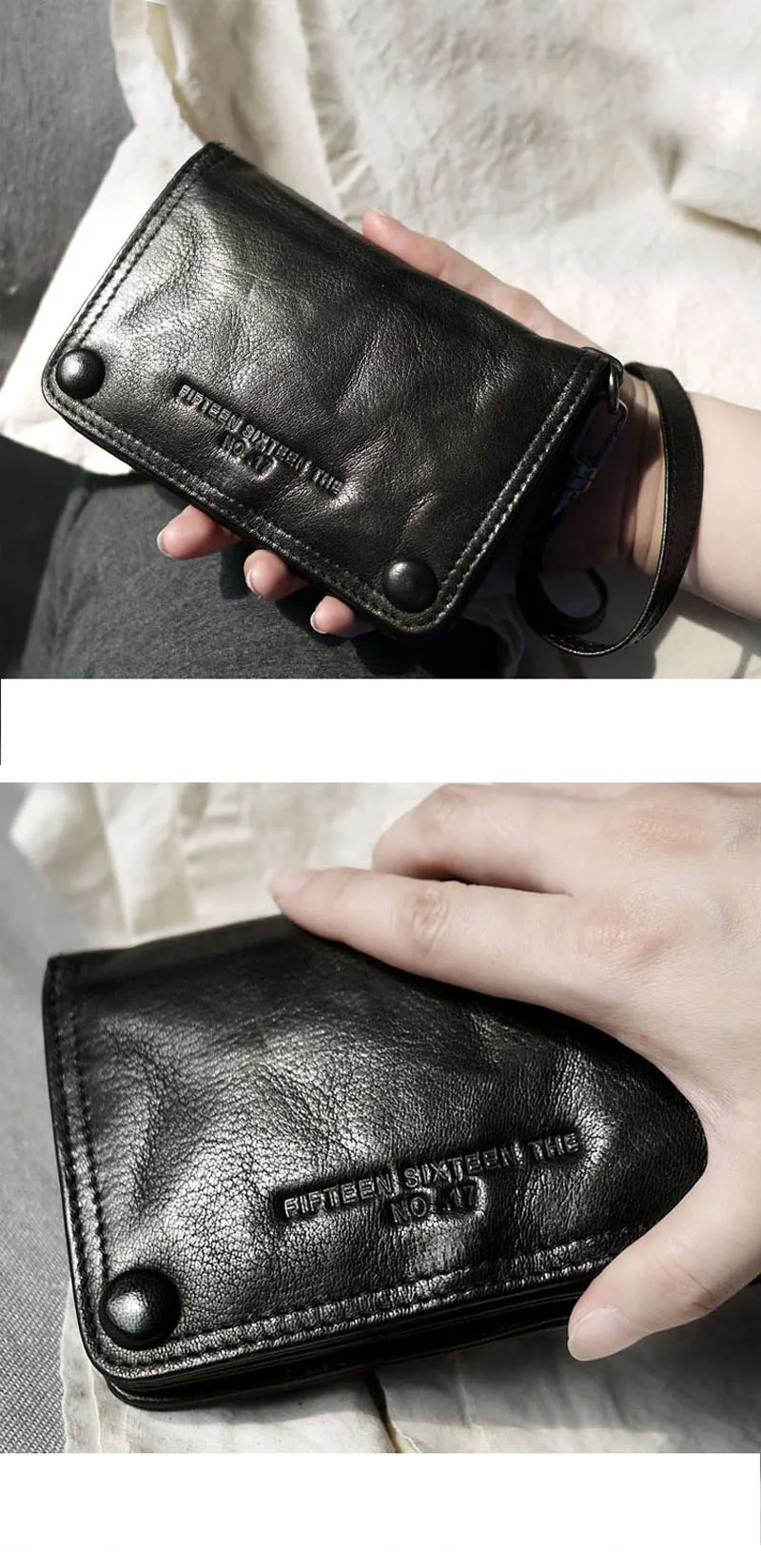 AETOO New retro handmade leather sheepskin casual short section men and women hipster wallet purse handbags set hand