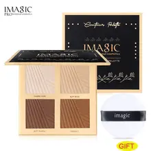 IMAGIC Натуральный Порошок для лица минеральные основы контроль масла корректор для лица 4 цвета макияж пудра+ Сухой спонж подарок