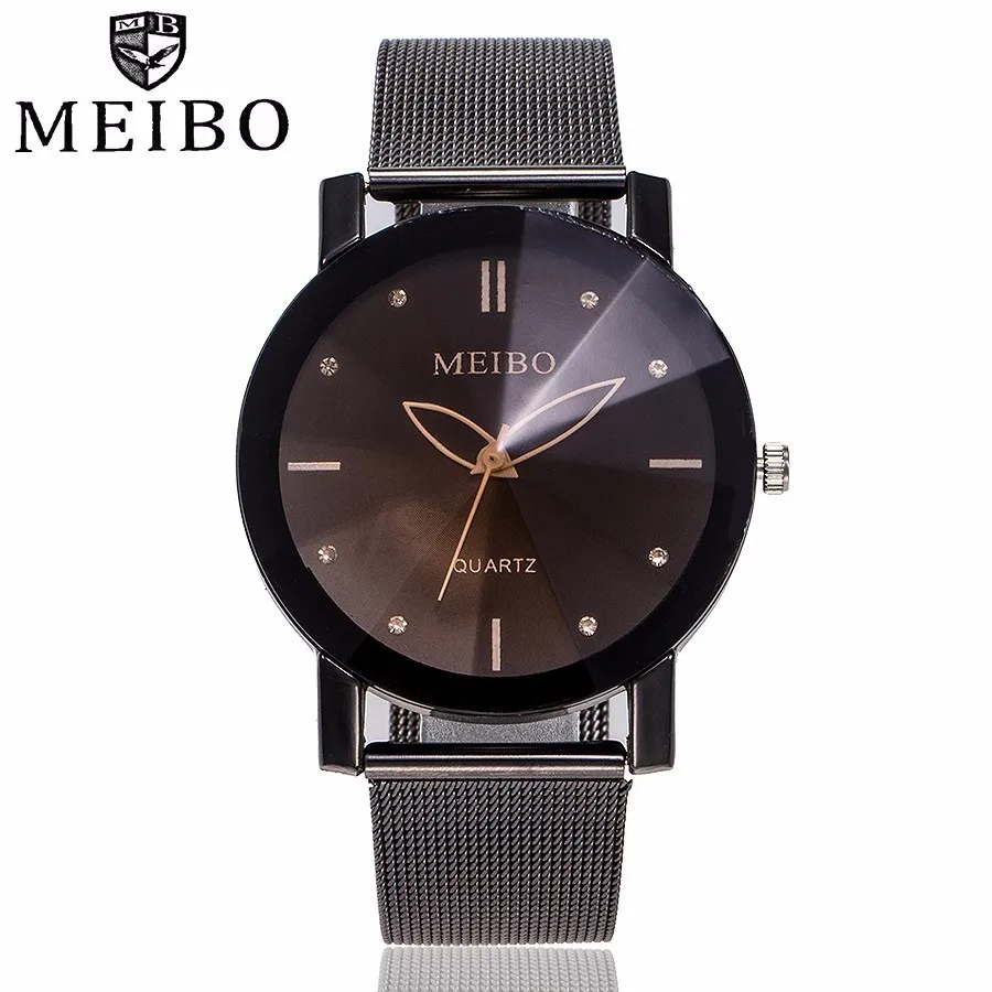 

MEIBO Brand Fashion Women Black Stainless Steel Mesh Quartz Watches Casual Ladies Dress Watches Relogio Feminino