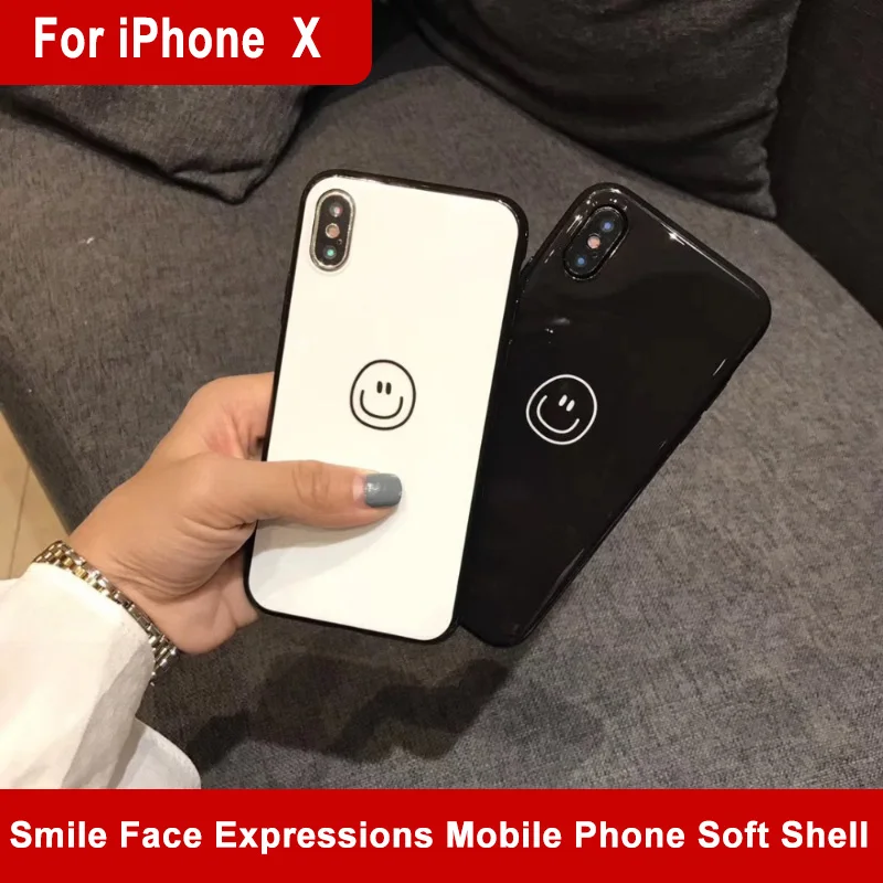 

Phone Case For iPhone6S 7 8 Plus Mobile Phone Shells Back Cover For iPhone X Smile Face Expressions Mobile Phone Soft Shell