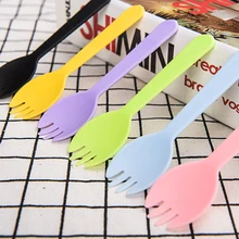 10 шт одноразовые маленькие Spork пластиковые вилка с ложкой десерт торт-мороженое фаст-фуд Ресторан Свадьба Вечеринка день рождения вилка ложка