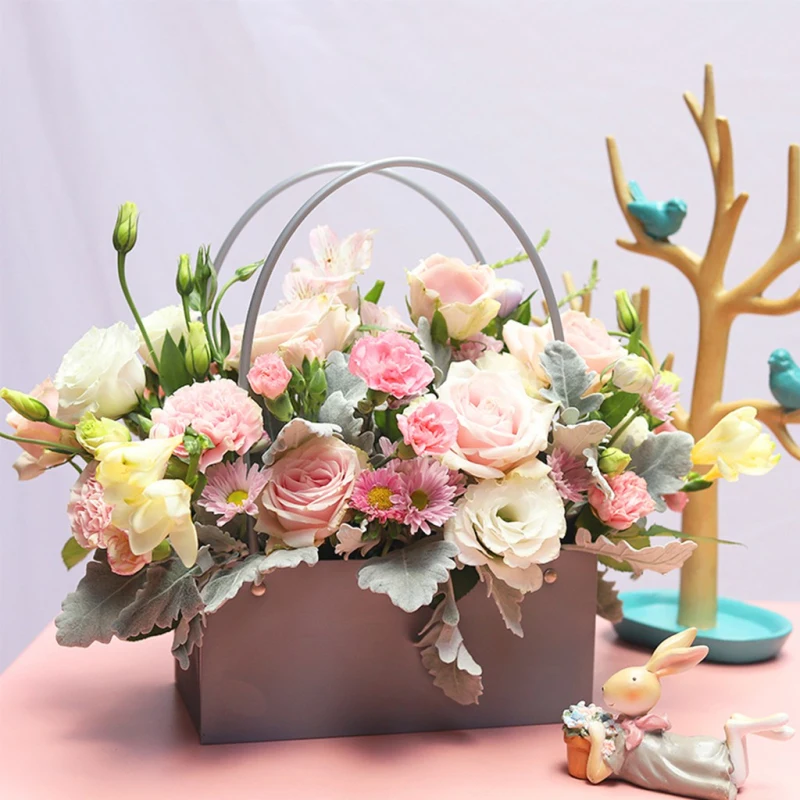 

PVC Bouquet Flower gift hand Boxes Round Living Vases Florist Box Flower Plant Boxes Gift flower packaging