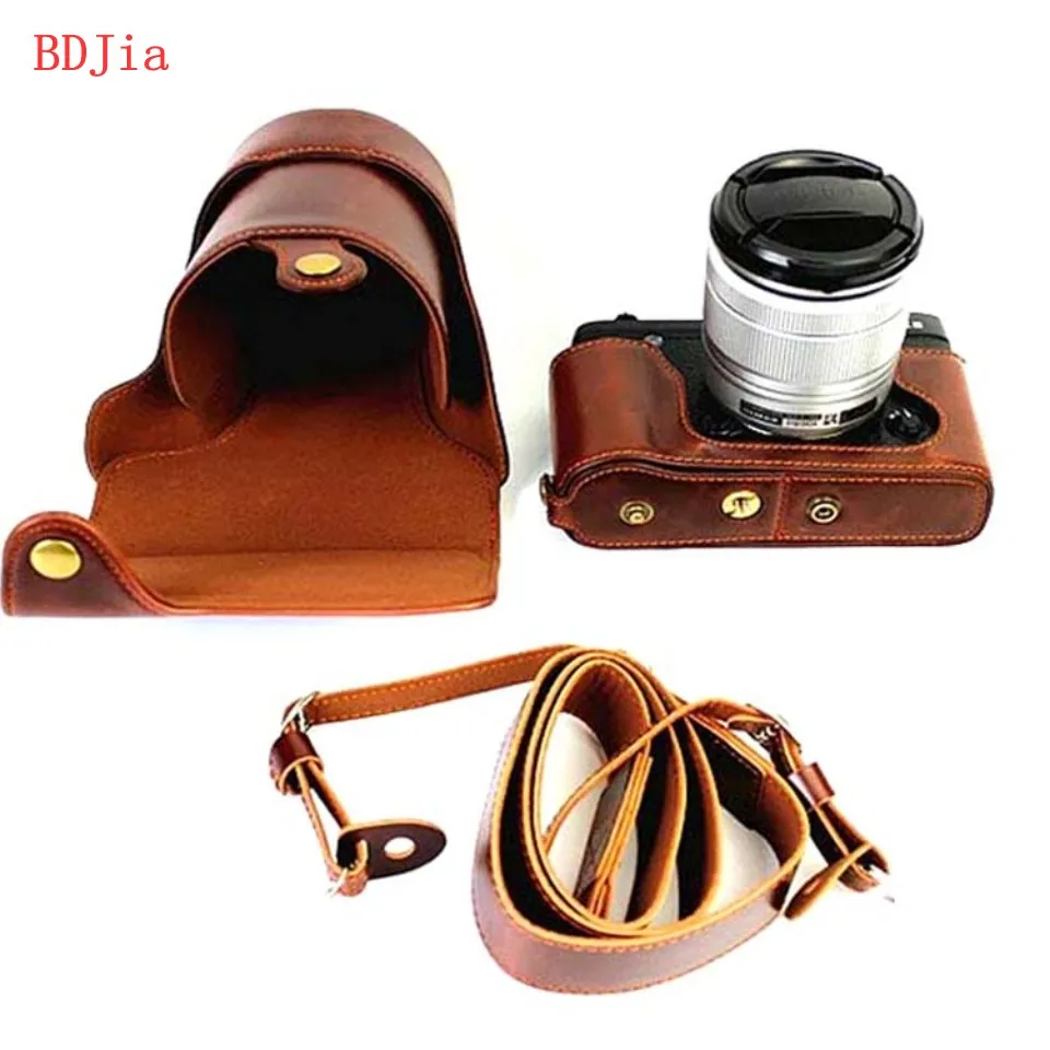 

New Luxury Leather Camera Case For Fujifilm XE2S XE2 XE1 Camera PU Leather Camera Bag Cover With Battery Opening + strap